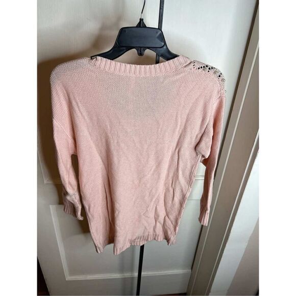 ❤️Bellatrix Pink Pearl embellished knit sweater long sleeve Size Small - Picture 7 of 7